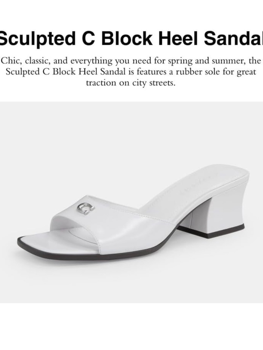 NWOT Coach Women's Sculpted C Block Heel Sandal Heeled, Optic White - Picture 3 of 14